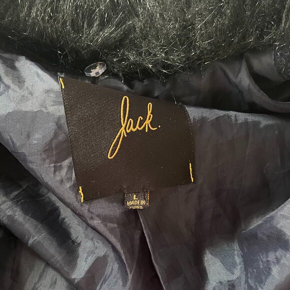 NWT Jack by BB Dakota Striped Peacoat Size L - Navy White Faux Fur Collar - Picture 13 of 16